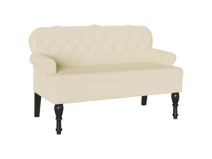 Banc chesterfield, canapé 2 places crème 119,5x64,5x75 cm cuir synthétique