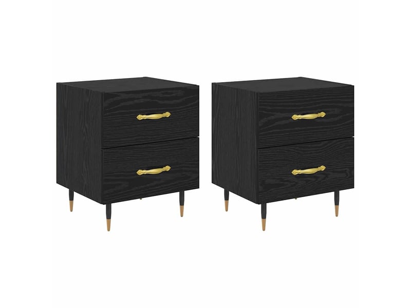  Vidaxl table de chevet 2 pièces chêne noir 4 tiroirs acier commode 40x35x47,5cm chambre  - Conforama A