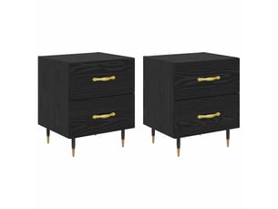 Vidaxl table de chevet 2 pièces chêne noir 4 tiroirs acier commode 40x35x47,5cm chambre