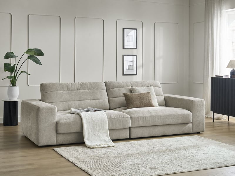  Bobochic canapé droit fixe 3 places sierra tissu texturé taupe SIERRA - Conforama B