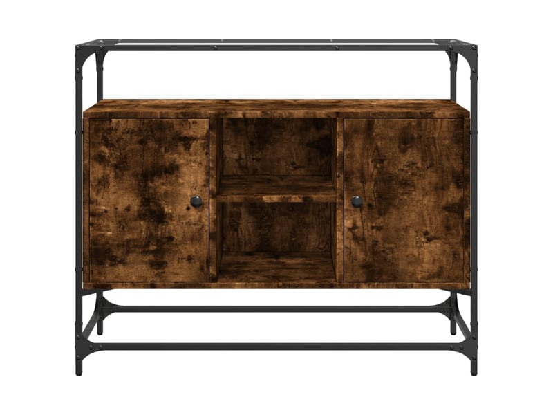  Buffet - bahut - meuble de rangement avec dessus en verre chêne fumé bois d'ingénierie  - Conforama D