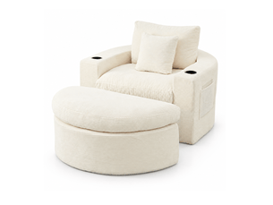 Fauteuil fixe NECHE 156X136X88cm Velours côtelé beige vendu A l'unité