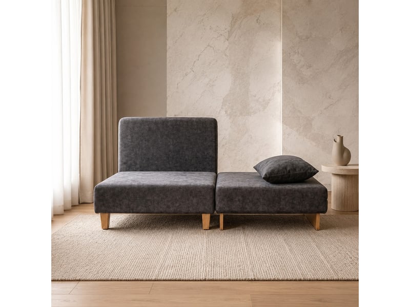 Fauteuil-lit 2-en-1 avec fonction lit, canapé-lit avec 2 oreillers lavables, poches latérales pour salon et chambre - Conforama D