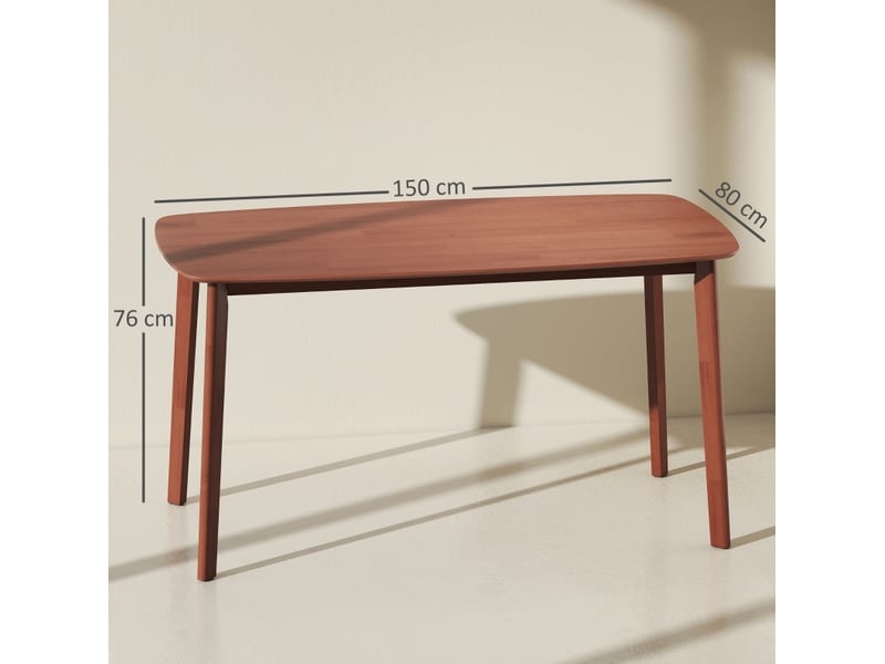  Table de salle à manger pour 6 personnes avec bords arrondis, finition laquée, pour salle à manger, 150 × 80 × 76 cm  - Conforama D