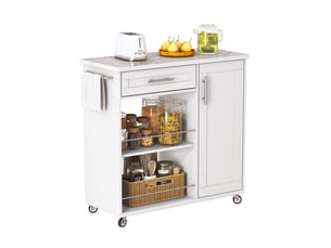 Desserte de cuisine,90x62x90 cm,avec rangement,mdf,blanc effet marbre