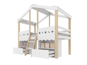 Lit mezzanine 90x200 cm MEUBLIV coloris bicolore