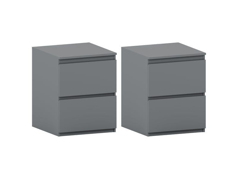  Table de chevet denver, commode de nuit, chambre, grand, set de 2, 2 tiroirs, gris 3332415 - Conforama A
