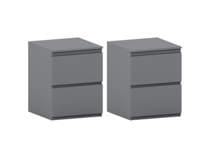 Table de chevet denver, commode de nuit, chambre, grand, set de 2, 2 tiroirs, gris