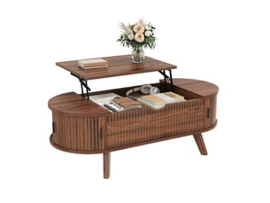 Table basse capsule coloris bois foncé <strong>MODFU</strong> <strong></strong> - 50 cmx110 cm