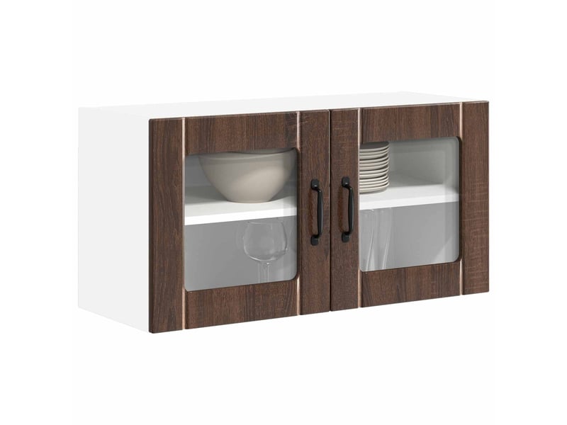  Meuble mural de cuisine, cabinet en verre mural chêne brun 80x31x40cm shl32  - Conforama C