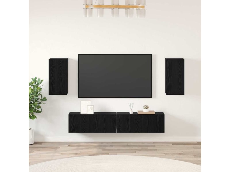  Ensemble meuble tv - banc tv - meuble de rangement 4 pcs chêne noir bois d'ingénierie  - Conforama B