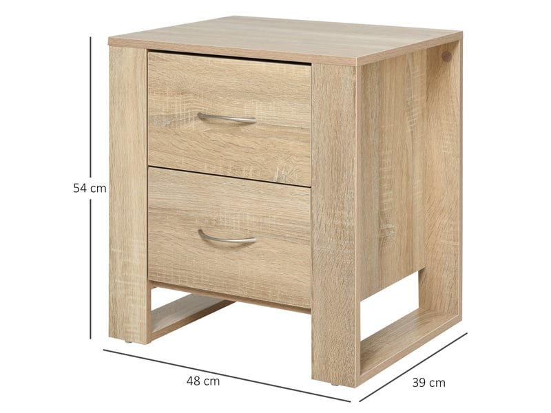  Table de chevet avec tiroirs et table d'appoint de style moderne pour chambre ou salon, 48 x 39 x 54 cm, couleur naturelle  - Conforama E