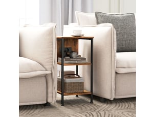 Table d'appoint 34 x 30 x 58 cm – marron rustique et noir – station de charge avec 2 étagères ouvertes