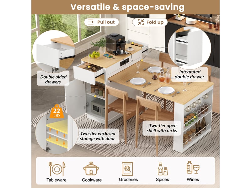 Îlot de cuisine, 80,5x58x94 cm, blanc cao-DE000047AAK-conf-NEW - Conforama C