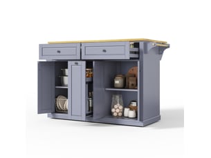 Desserte de cuisine 121 x 69 x 89 cm avec plateau rabattable, 2 grands tiroirs, roulettes verrouillables
