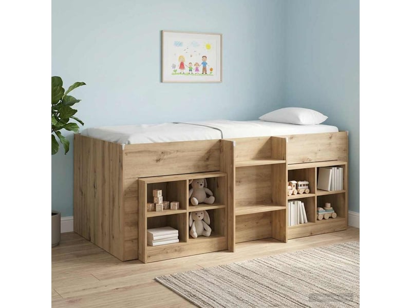  Cadre de lit élevé pour enfants - lit jeune chêne artisanal 90 x 190 cm  - Conforama B