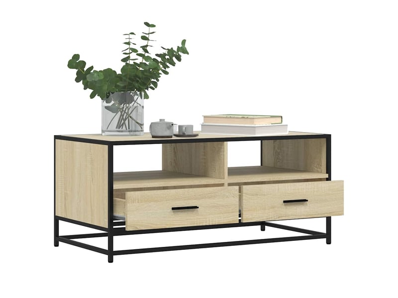  Table basse - table de salon - table à thé chêne sonoma 100x50x45cm bois d'ingénierie et métal  - Conforama D