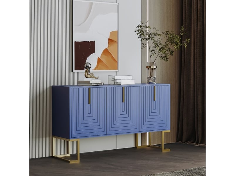  Buffet 3 porte(s) 0 tiroir(s) - 138 cm bleu mdf buffet bleu - Conforama D