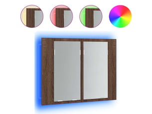Armoire à miroir led chêne marron 60x12x45 cm bois d'ingénierie