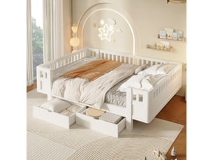 Lit avec rangement 140x200 cm <strong></strong> <strong>Morn Vibe</strong> coloris blanc