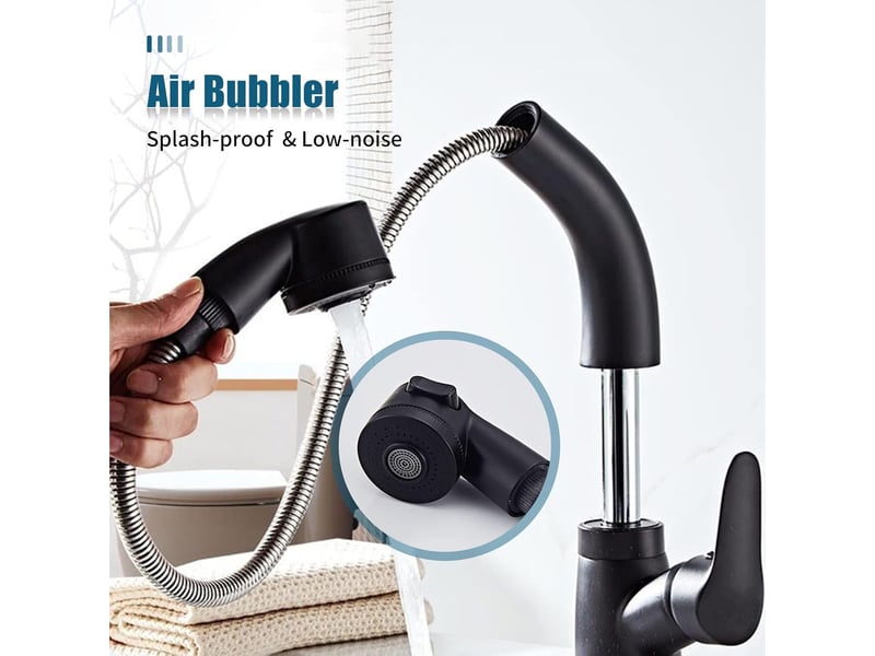  Salle de bain single handle lavabo coulissant robinet froid chaud accessoires de salle de bain, noir  - Conforama D