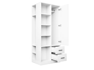 Armoire une porte tcqpz 70 x 50 x 170 cm avec étagères, deux tringles et deux tiroirs, blanc