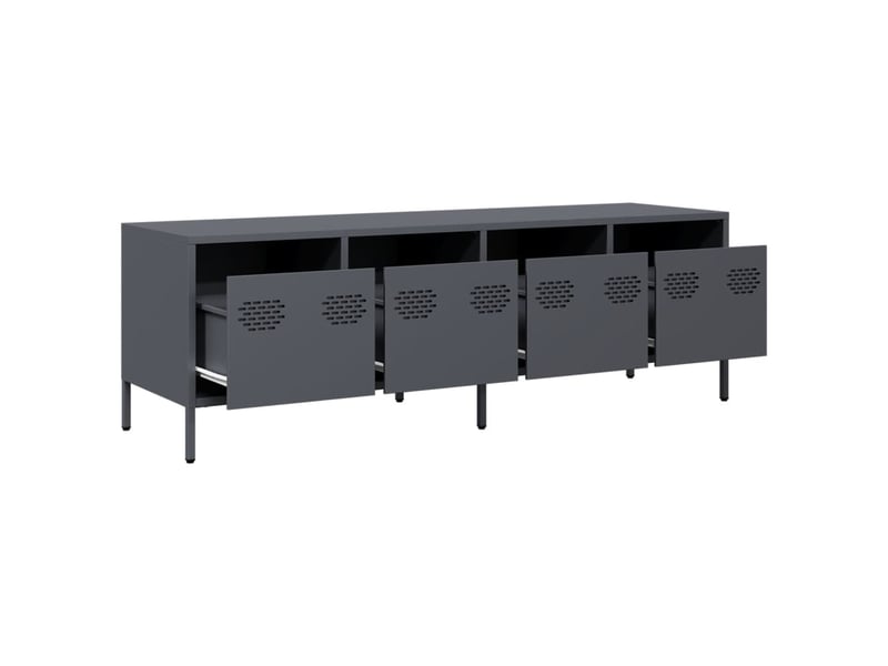  Meuble tv - banc tv - meuble de rangement anthracite 135x39x43,5 cm acier laminé à froid  - Conforama E