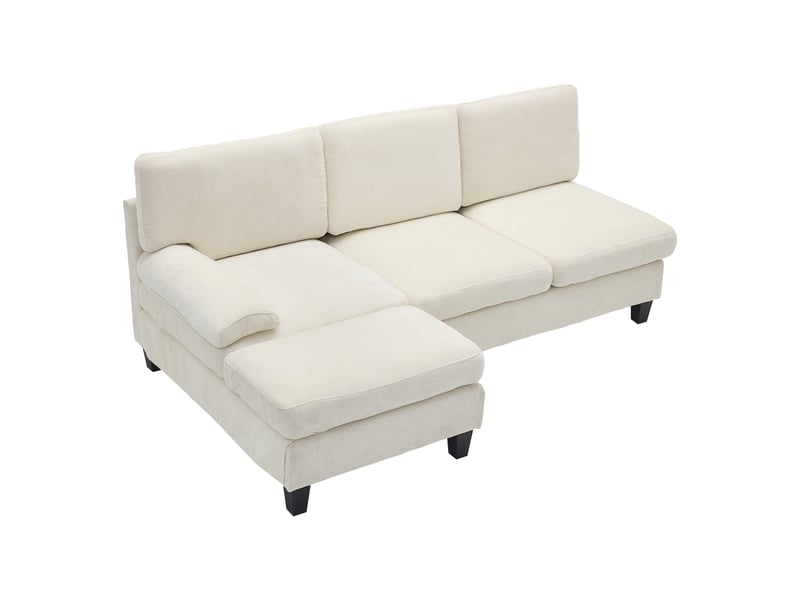  Canapé d'angle convertible 3 places en l, canapé lit tissu lin beige, petit espace, 194x118x81cm  - Conforama A