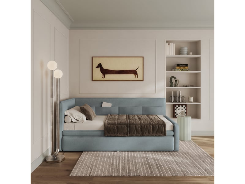  Selsey nesmi - lit rembourré - 90x200 cm - bleu Nesmi - Conforama C