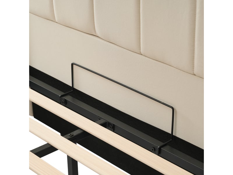  Lit 180x200 cm en lin avec rangement, led et ports usb-c beige chicfurn  - Conforama E