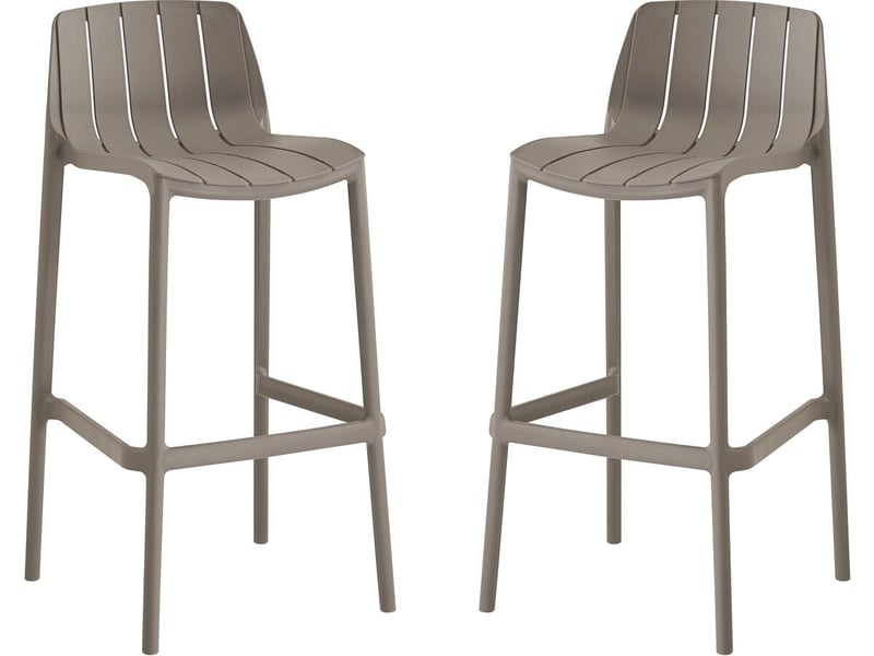 Lot de 2 chaises hautes de jardin empilable vaena - taupe