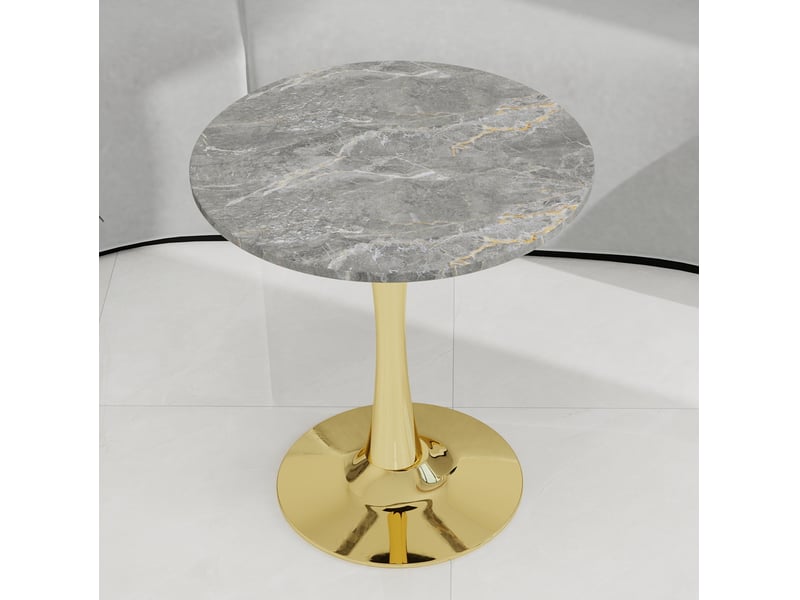  Table de salle à manger ronde dorée en marbre artificiel, 70 x 70 x 72 cm  - Conforama D