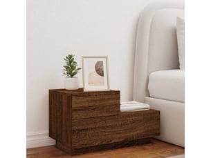Table de chevet - cabinet de chevet - table de nuit avec lumières led chêne marron 70x36x40,5 cm