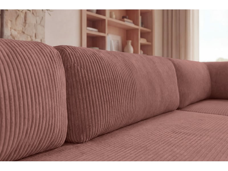  Cosima - canapé d'angle convertible petit velours côtelé 4 places rose gauche  - Conforama E