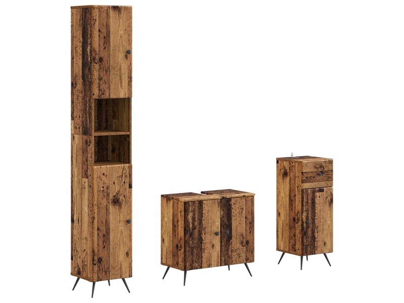  Ensemble de meuble de salle de bain 3 pièces breda bois ancien cf63343  - Conforama A