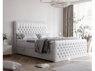 Lit coffre 200x200 cm <strong>IDOHOME</strong>  <strong>ALBA PLUS</strong> coloris blanc