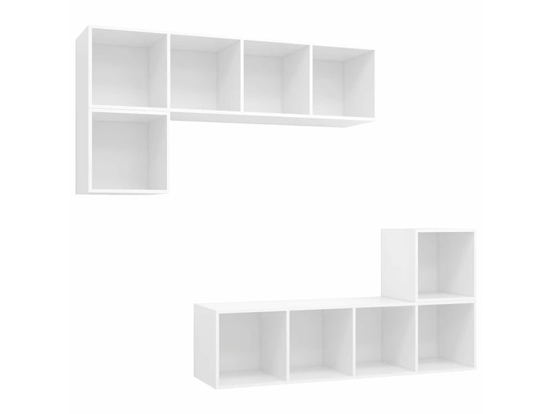  Ensemble de meuble tv - banc tv - meuble de rangement 4 pcs blanc bois d'ingénierie  - Conforama A