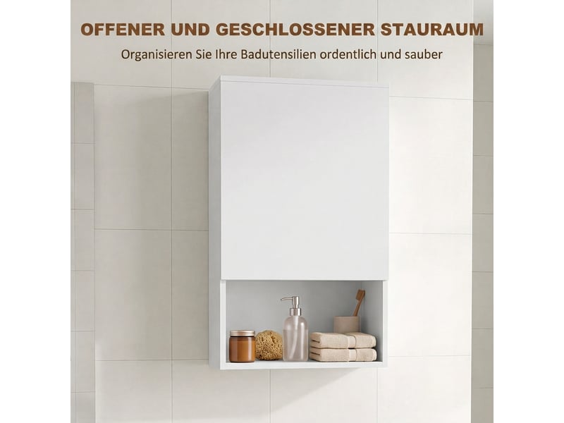  Meuble haut de salle de bain mural 1 porte 1 niche blanc 40 x 27 x 77 cm  - Conforama D