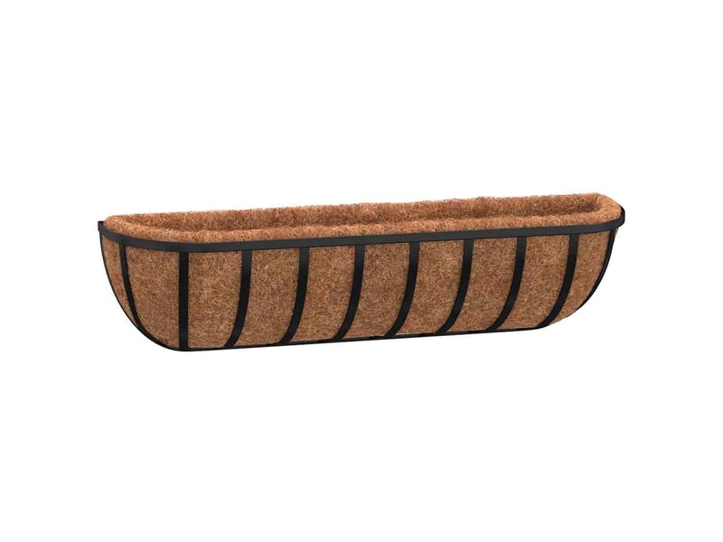  Jardinière - bac à fleurss murales 2 pcs en coco noir 61x19x16 cm acier  - Conforama C
