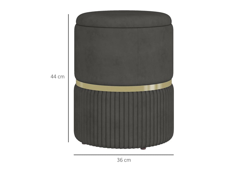  Pouf tabouret repose-pied coffre de rangement en velours côtelé 36 x 36 x 44 cm pour salon chambre gris  - Conforama C