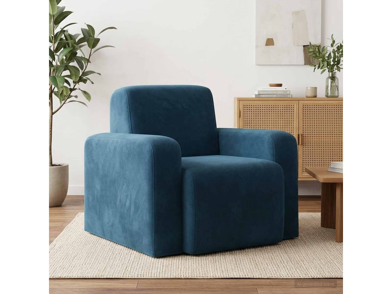  Vidaxl fauteuil bleu velours  - Conforama B