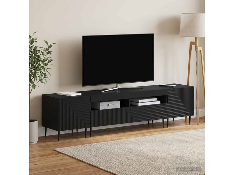  Ensemble de 3 meubles tv led noir bois d'ingénierie shl33178  - Conforama C