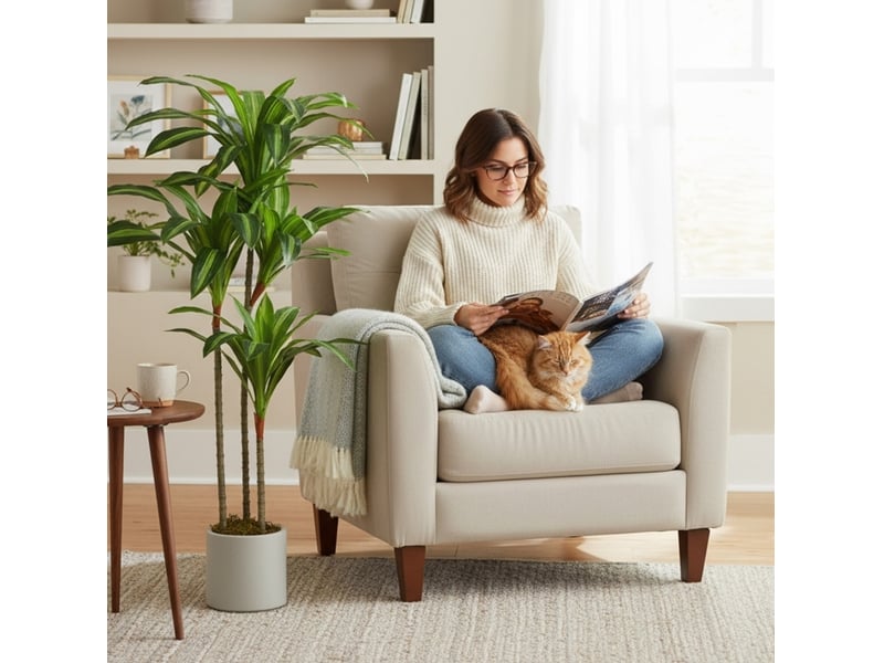Plante artificielle dracaena 120 cm – vert – feuilles peva, tiges flexibles et pot blanc lesté stable - Conforama D