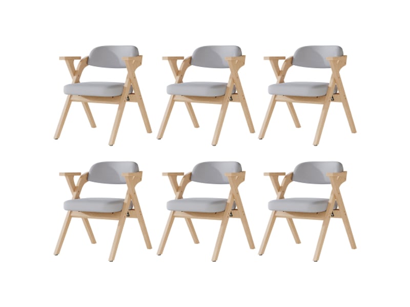  Lot de 6 chaises pliables en bois massif coloris gris chaise gris - Conforama A