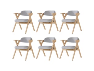 Lot de 6 chaises pliables en bois massif coloris gris
