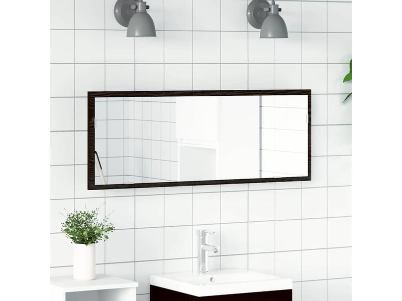  Miroir de salle de bain, miroir de toilette led chêne noir 100 x 8,5 x 37 cm verre cf62562  - Conforama B