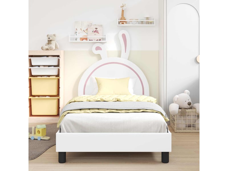 Cadre de lit pour enfants - lit jeune avec tête de lit blanc 80 x 200 cm pu - Conforama C