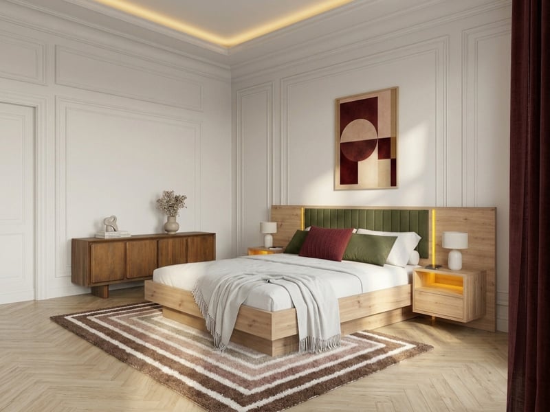  Bobochic lit coffre avec leds riad et chevets intégrés vert 140x190 RIAD - Conforama C