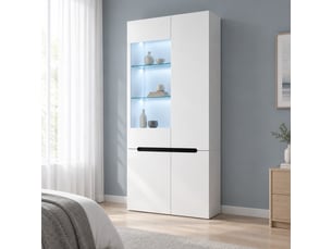 Vitrine coloris blanc 2 étagère(s) STILVORA  - 80 cmx180 cm