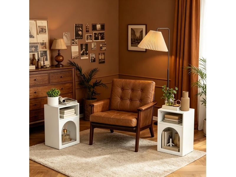  Lot de 2 tables de chevet 40x30x60 cm rangement ouvert mdf blanc  - Conforama B